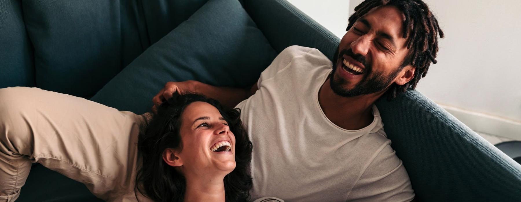 a man and woman laughing
